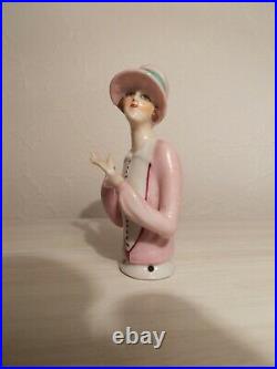 Demi figurine 1920 sculpture femme en porcelaine half doll statuette art deco