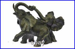 Deux Bébé Africain Éléphant En Sauvage Bronze Sculpture Art Déco Statue Par Deal