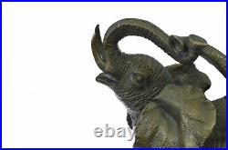 Deux Bébé Africain Éléphant En Sauvage Bronze Sculpture Art Déco Statue Par Deal