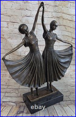 Double Danseuse Bronze Sculpture Chiparus Artisanal Statue Style Art Nouveau Sal
