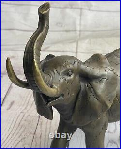 Énorme Art Déco Faune Éléphant Par Bugatti Bronze Fonte Statue Sculpture