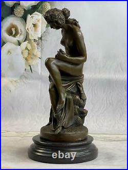 Énorme Chair Lady Avec Ange Angelot Bronze Statue Sculpture Art Sans Réserve