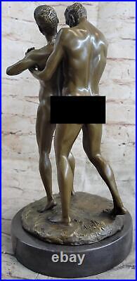 Érotique Bronze Art Statue Homo Nue Homme Figurine Nu Mâle Sculpture Signée Gif