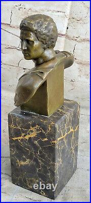 Érotique Sensuelle Mâle Buste Signée Bronze Marbre Statue Sculpture Art Déco