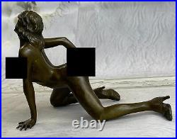 Érotique Sensuelle Nu Femelle Femme Signé Bronze Statue Sculpture Sexy Art Décor