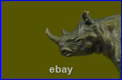 Fantastique Détaillé Blanc Rhinocéros Bronze Art Figurine Statue Sculpture