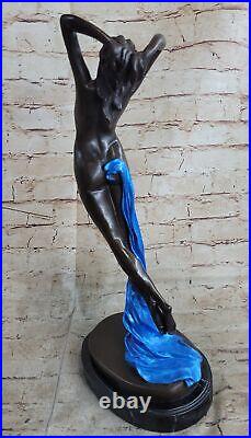 Femelle Bronze Chair Figurine Statue Nue Femme Art Déco Sculpture Incensce