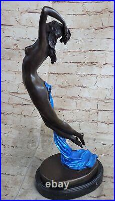 Femelle Bronze Chair Figurine Statue Nue Femme Art Déco Sculpture Incensce