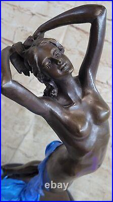 Femelle Bronze Chair Figurine Statue Nue Femme Art Déco Sculpture Incensce