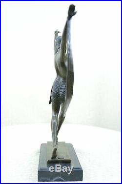 Figurine Bronze Sculpture Statue Signé Art Déco Chair Fille Danseuse Fayral