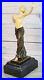 Fin_Art_Deco_Bronze_Marbre_Sculpture_Chair_Fille_Signee_Statue_Figurine_01_ceir