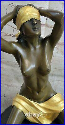 Fonte Bronze Art Déco Captive Sexy Femme Statue Sculpture Preiss Figurine Chair