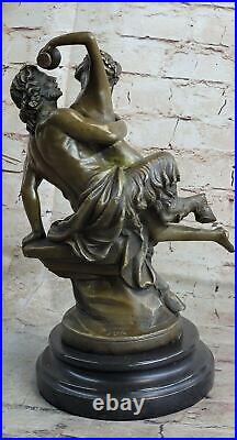 Fonte Bronze Chair Satyre Fille Nymphe Art Nouveau Statue Sculpture Figurine