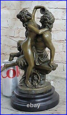 Fonte Bronze Chair Satyre Fille Nymphe Art Statue Sculpture Figurine Grec