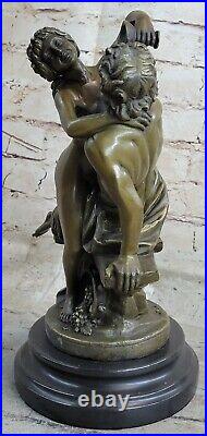 Fonte Bronze Chair Satyre Fille Nymphe Art Statue Sculpture Figurine Grec