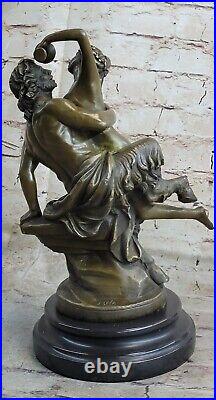 Fonte Bronze Chair Satyre Fille Nymphe Art Statue Sculpture Figurine Grec