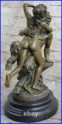 Fonte Bronze Chair Satyre Fille Nymphe Art Statue Sculpture Figurine Grec