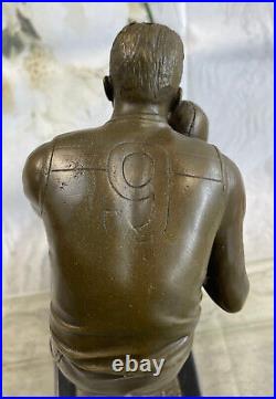 Football Rugby Lecteur Art Déco Bronze Trophée Statue Sculpture Livre Figurine