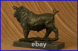Grand Barye Sauvage Sanglier Cochon Art Déco Sculpture Marbre Statue Base uvre