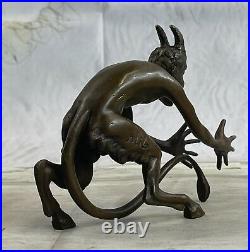 Grand Satyre Chasing Nymphe Bronze Statue Sculpture Figurine Fonte Art