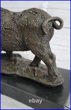 Grand Sauvage Cochon Bronze Statue Sculpture Art Déco Marbre Base Figurine Décor
