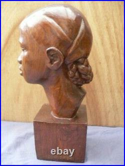Grande sculpture bois C. ANDREA ART DECO 1930 wood statue ENORME COTE AFRICANISTE
