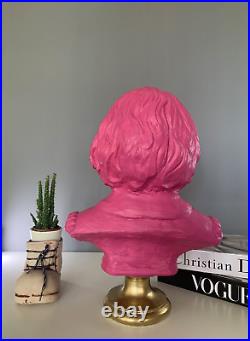 Grande statue buste rose de Shakespeare, 40 cm / 16, sculpture Pop Art