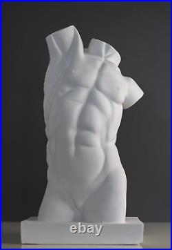 Grande statue de torse masculin, 44 cm / 17,3 Sculpture d'art corporel