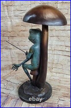 Grenouille Homme Sculpture Statue Mignon Figurine Et Vert Patine Fonte Art Déco