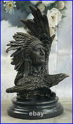 Indien D'Amérique Art Chef Southwerstern Bronze Buste Sculpture Statue Solde
