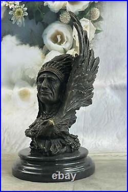 Indien D'Amérique Art Chef Southwerstern Bronze Buste Sculpture Statue Solde