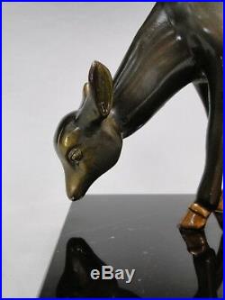 Irenee Rochard (1906-1984) Superbe Sculpture Faon Art Deco Statue Patinee Bronze