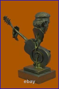 Jazz Guitare Lecteur Bronze Sculpture Figurine Statue Musique de Collection Art