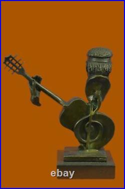 Jazz Guitare Lecteur Bronze Sculpture Figurine Statue Musique de Collection Art