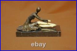 Jeune Danse Femme Fait Élégant Bronze Sculpture Statue Figurine Art