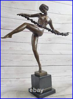 Joli Danseuse Thyrsus, Pierre Le Faguays Bronze Statue Art Déco Sculpture Cadeau