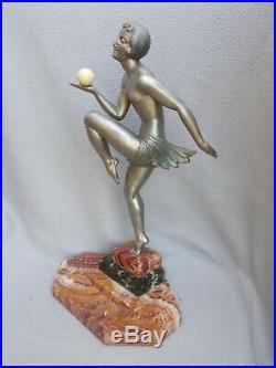 Jolie sculpture art deco 1930 statue femme danseuse BALLESTE statuette en regule