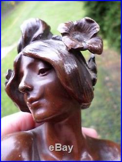 Julien CAUSSÉ (1869-1909)-Buste-Bronze-femme- Art Nouveau-Antique-jugenstyle