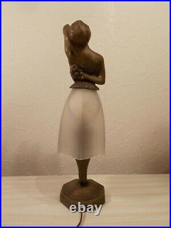 Lampe veilleuse art deco 1930 sculpture femme statue lamp figural 30s statuette