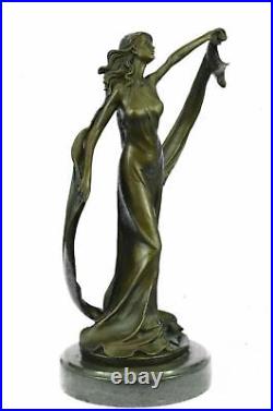 Liquidation Bronze Sculpture Statue Art Déco C. Mirval Ruban Dancer Nouvueau