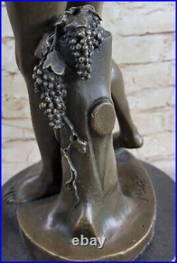 Lost' Cire Bronze Chair Bacchus Dionysos Femelle Raisins Statue Sculpture Art