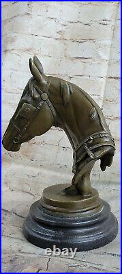 Lrge Superbe Buste Cheval Tête Bronze Sculpture Art Déco Figurine Statue