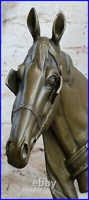 Lrge Superbe Buste Cheval Tête Bronze Sculpture Art Déco Figurine Statue