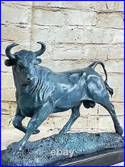 Majestic Bronze Art Sculpture Statue Vache Classique Taureau Signé Lecoutier