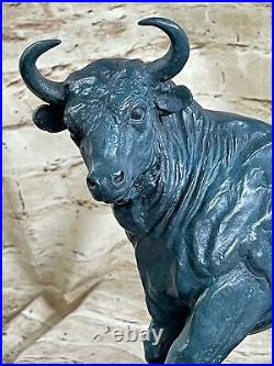 Majestic Bronze Art Sculpture Statue Vache Classique Taureau Signé Lecoutier