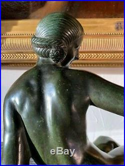 Marcel Bouraine 1886-1948 Grand bronze Art Déco a patine verte