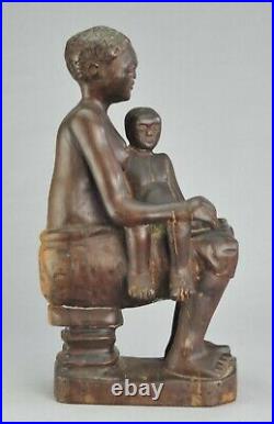 Maternite Statue En Bois Sculpture Congo Art Africain African Maternity