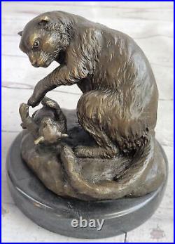 Mère Chat Bronze Sculpture Art Déco Statue Figurine Décor'Lost' Cire Cadeau