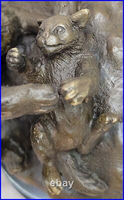 Mère Chat Bronze Sculpture Art Déco Statue Figurine Décor'Lost' Cire Cadeau