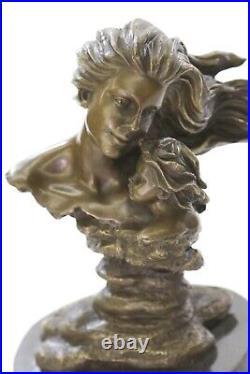 Mère Enfant Amour Bronze Sculpture Fait Figurine Statue Art Déco